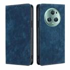 For Honor Magic5 Pro RFID Anti-theft Brush Magnetic Leather Phone Case(Blue) - 1