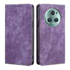 For Honor Magic5 Pro RFID Anti-theft Brush Magnetic Leather Phone Case(Purple) - 1