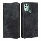 For Infinix Hot 11 Play RFID Anti-theft Brush Magnetic Leather Phone Case(Black) - 1