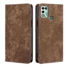 For Infinix Hot 11 Play RFID Anti-theft Brush Magnetic Leather Phone Case(Brown) - 1