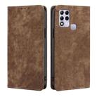 For Infinix Hot 11 Russian Version RFID Anti-theft Brush Magnetic Leather Phone Case(Brown) - 1