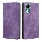 For Infinix Hot 11s NFC RFID Anti-theft Brush Magnetic Leather Phone Case(Purple) - 1