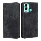 For Infinix Hot 12 Play RFID Anti-theft Brush Magnetic Leather Phone Case(Black) - 1