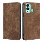 For Infinix Hot 12 Play RFID Anti-theft Brush Magnetic Leather Phone Case(Brown) - 1