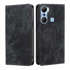 For Infinix Hot 12 Pro RFID Anti-theft Brush Magnetic Leather Phone Case(Black) - 1