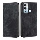 For Infinix Hot 12i RFID Anti-theft Brush Magnetic Leather Phone Case(Black) - 1