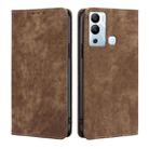 For Infinix Hot 12i RFID Anti-theft Brush Magnetic Leather Phone Case(Brown) - 1