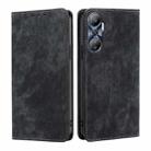 For Infinix Hot 20 4G RFID Anti-theft Brush Magnetic Leather Phone Case(Black) - 1