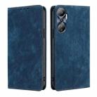 For Infinix Hot 20 4G RFID Anti-theft Brush Magnetic Leather Phone Case(Blue) - 1