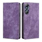 For Infinix Hot 20 4G RFID Anti-theft Brush Magnetic Leather Phone Case(Purple) - 1