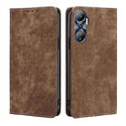 For Infinix Hot 20 4G RFID Anti-theft Brush Magnetic Leather Phone Case(Brown) - 1