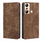 For Infinix Hot 20i RFID Anti-theft Brush Magnetic Leather Phone Case(Brown) - 1