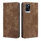 For Infinix Note 10 Pro RFID Anti-theft Brush Magnetic Leather Phone Case(Brown) - 1