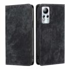 For Infinix Note 11 RFID Anti-theft Brush Magnetic Leather Phone Case(Black) - 1