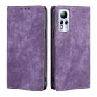 For Infinix Note 11 RFID Anti-theft Brush Magnetic Leather Phone Case(Purple) - 1