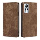 For Infinix Note 11 RFID Anti-theft Brush Magnetic Leather Phone Case(Brown) - 1