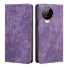 For Infinix Note 12 2023 / Note 12 Pro 4G RFID Anti-theft Brush Magnetic Leather Phone Case(Purple) - 1