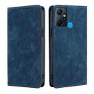 For Infinix Smart 6 Plus RFID Anti-theft Brush Magnetic Leather Phone Case(Blue) - 1