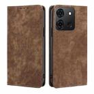 For Infinix Smart 7 RFID Anti-theft Brush Magnetic Leather Phone Case(Brown) - 1