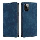 For Motorola Moto G Power 2023 RFID Anti-theft Brush Magnetic Leather Phone Case(Blue) - 1