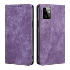 For Motorola Moto G Power 2023 RFID Anti-theft Brush Magnetic Leather Phone Case(Purple) - 1