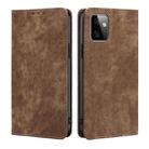 For Motorola Moto G Power 2023 RFID Anti-theft Brush Magnetic Leather Phone Case(Brown) - 1