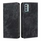 For Nokia G22 RFID Anti-theft Brush Magnetic Leather Phone Case(Black) - 1