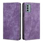 For Nokia G22 RFID Anti-theft Brush Magnetic Leather Phone Case(Purple) - 1