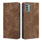 For Nokia G22 RFID Anti-theft Brush Magnetic Leather Phone Case(Brown) - 1