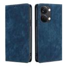 For OnePlus Ace 2V 5G RFID Anti-theft Brush Magnetic Leather Phone Case(Blue) - 1