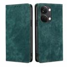 For OnePlus Ace 2V 5G RFID Anti-theft Brush Magnetic Leather Phone Case(Green) - 1