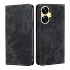 For Realme C55 4G RFID Anti-theft Brush Magnetic Leather Phone Case(Black) - 1