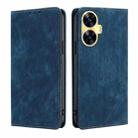 For Realme C55 4G RFID Anti-theft Brush Magnetic Leather Phone Case(Blue) - 1