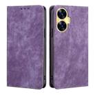 For Realme C55 4G RFID Anti-theft Brush Magnetic Leather Phone Case(Purple) - 1