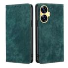 For Realme C55 4G RFID Anti-theft Brush Magnetic Leather Phone Case(Green) - 1