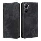 For Realme V30 5G / V30T RFID Anti-theft Brush Magnetic Leather Phone Case(Black) - 1
