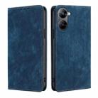 For Realme V30 5G / V30T RFID Anti-theft Brush Magnetic Leather Phone Case(Blue) - 1