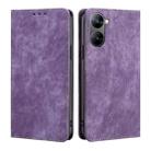 For Realme V30 5G / V30T RFID Anti-theft Brush Magnetic Leather Phone Case(Purple) - 1