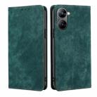 For Realme V30 5G / V30T RFID Anti-theft Brush Magnetic Leather Phone Case(Green) - 1