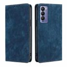 For Tecno Camon 18 / 18P RFID Anti-theft Brush Magnetic Leather Phone Case(Blue) - 1