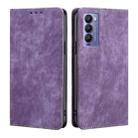 For Tecno Camon 18 / 18P RFID Anti-theft Brush Magnetic Leather Phone Case(Purple) - 1
