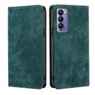 For Tecno Camon 18 / 18P RFID Anti-theft Brush Magnetic Leather Phone Case(Green) - 1