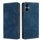 For Tecno Camon 19 Neo RFID Anti-theft Brush Magnetic Leather Phone Case(Blue) - 1