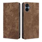 For Tecno Camon 19 Neo RFID Anti-theft Brush Magnetic Leather Phone Case(Brown) - 1