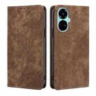 For Tecno Camon 19 / 19 Pro RFID Anti-theft Brush Magnetic Leather Phone Case(Brown) - 1