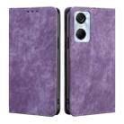 For Tecno Pop 6 Pro RFID Anti-theft Brush Magnetic Leather Phone Case(Purple) - 1