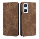 For Tecno Pop 6 Pro RFID Anti-theft Brush Magnetic Leather Phone Case(Brown) - 1