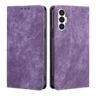 For Tecno Pova 3 RFID Anti-theft Brush Magnetic Leather Phone Case(Purple) - 1