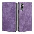 For Tecno Pova 4 RFID Anti-theft Brush Magnetic Leather Phone Case(Purple) - 1
