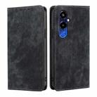 For Tecno Pova 4 Pro RFID Anti-theft Brush Magnetic Leather Phone Case(Black) - 1